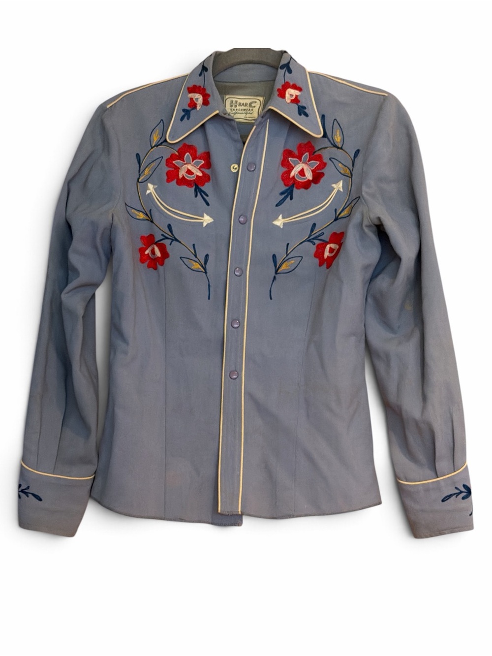 Vintage H Bar C Ranchwear Embroidered Floral Shirt 🐴 🤠 🌹